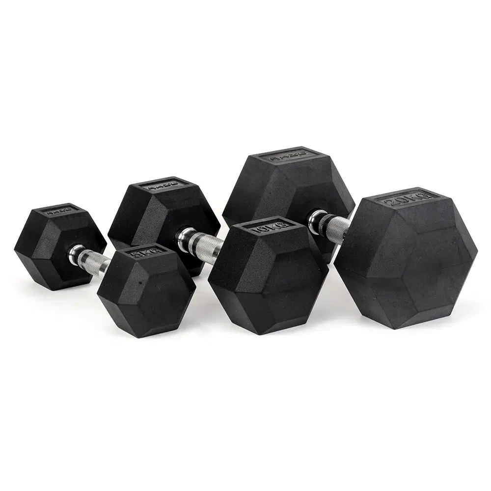 rubber hex dumbbells